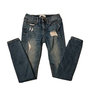 Mudd FLX  Size 0 Jeans Skinny Jegging Distressed Stretch LOW RISE 25X28 #549C
